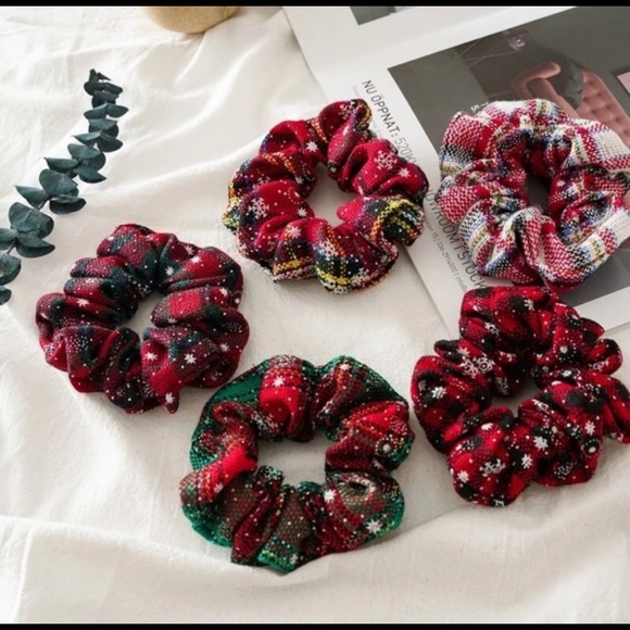 Various plaid patterns and color hair scrunchies. - Picture 2 of 7